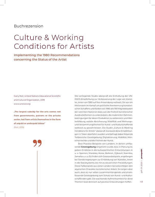 Rezension Studie Working Conditions Artists 1