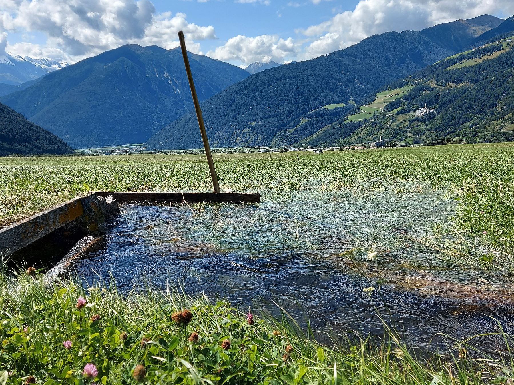 Impoundment of water on the Malser Haide, Italy