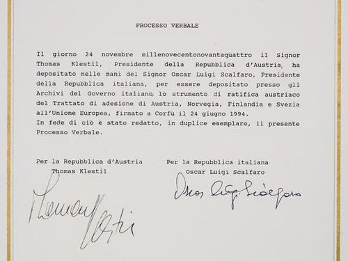 Protokoll über die Hinterlegung der Ratifikationsurkunde zum EU-Beitrittsvertrag von Österreich zur Europäischen Union vom 24. November 1994