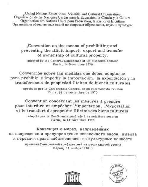 UNESCO-Übereinkommen über Maßnahmen zum Verbot und zur Verhütung der unzulässigen Einfuhr, Ausfuhr und Übereignung von Kulturgut