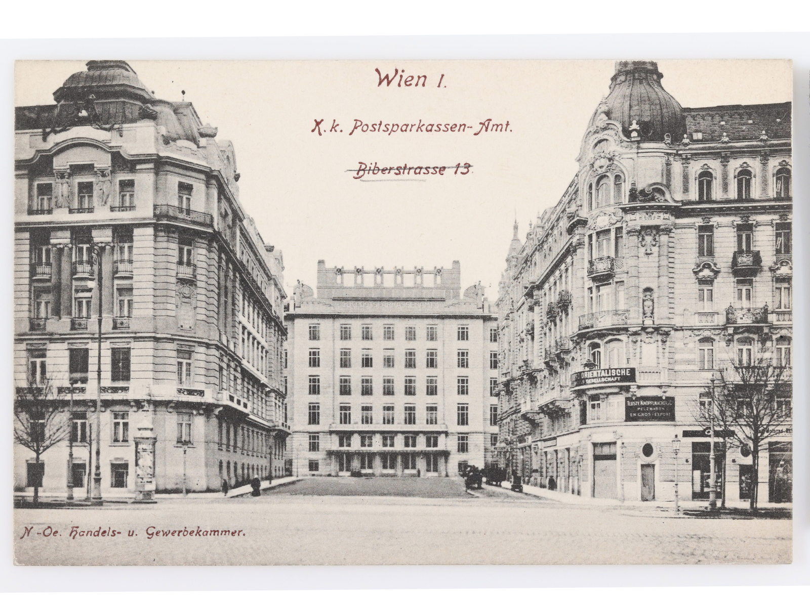 Ansichtskarte " Blick vom Ring auf die Postsparkasse" (1907)
